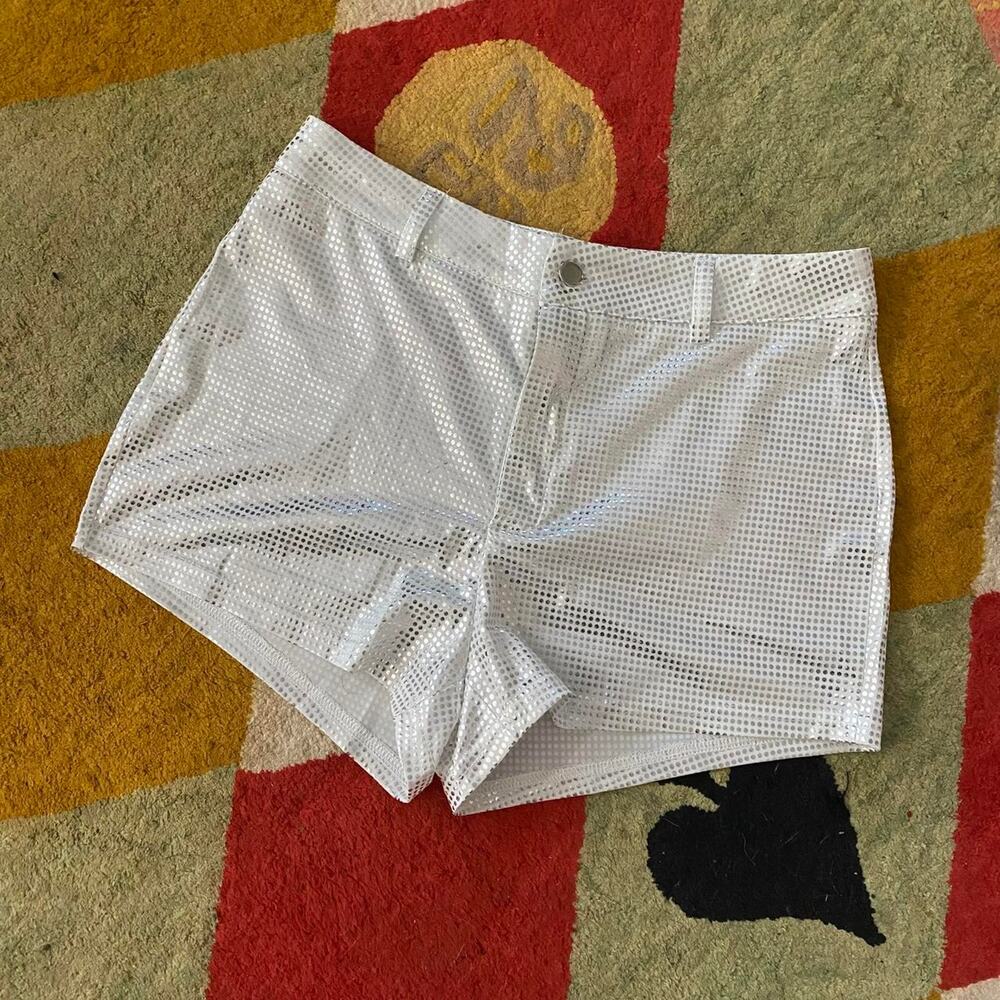 Y2k club silver mini shorts